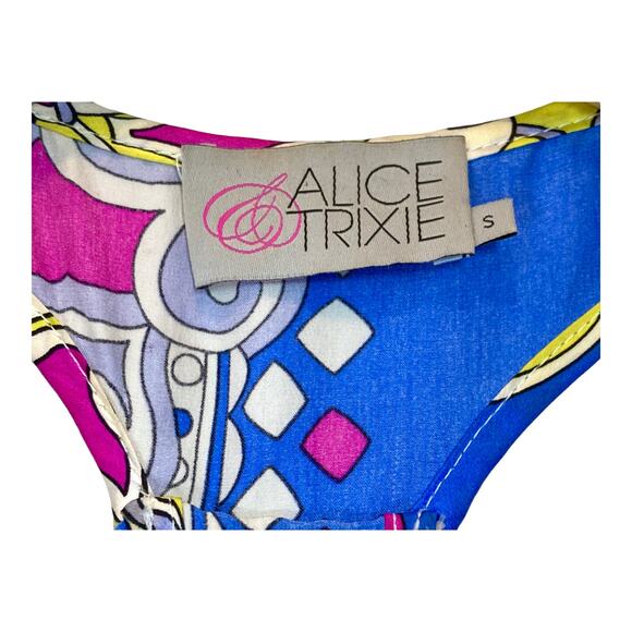 Alice & Trixie Silk Dress Razor Back Geometric Floral Size S - Picture 3 of 4